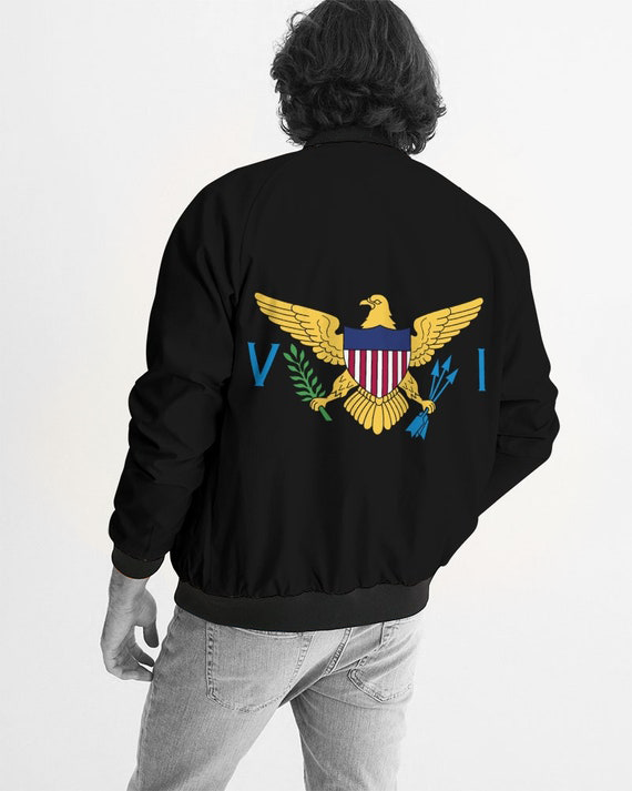 US Virgin Islands Men's Bomber Jacket – Black