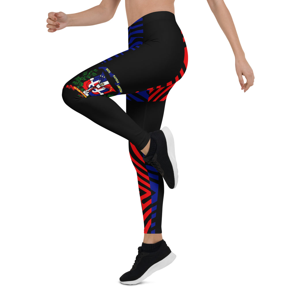 Dominican Republic Leggings – Black Crest Stripe
