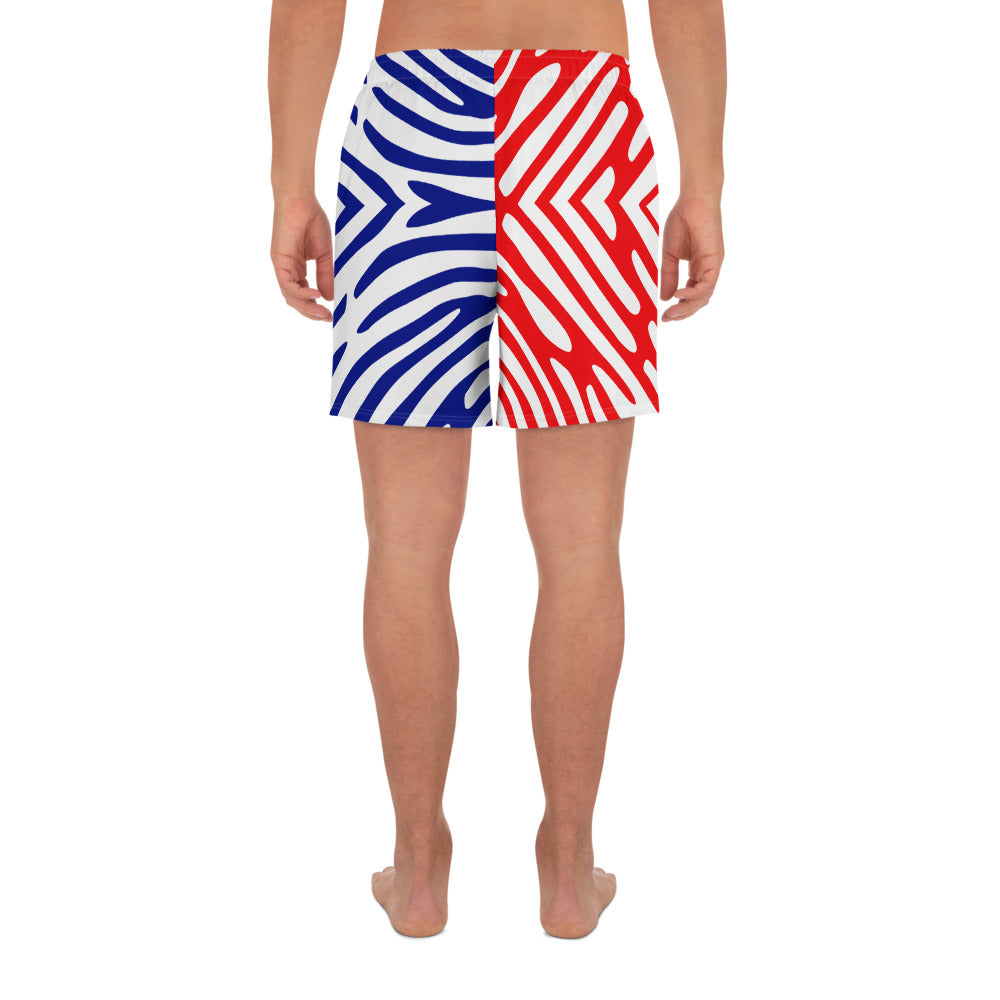 Dominican Republic Men's Athletic Long Shorts – White Crest Stripe