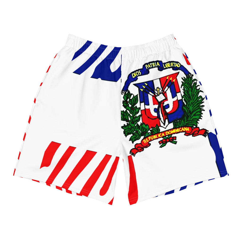 Dominican Republic Men's Athletic Long Shorts – White Crest Stripe
