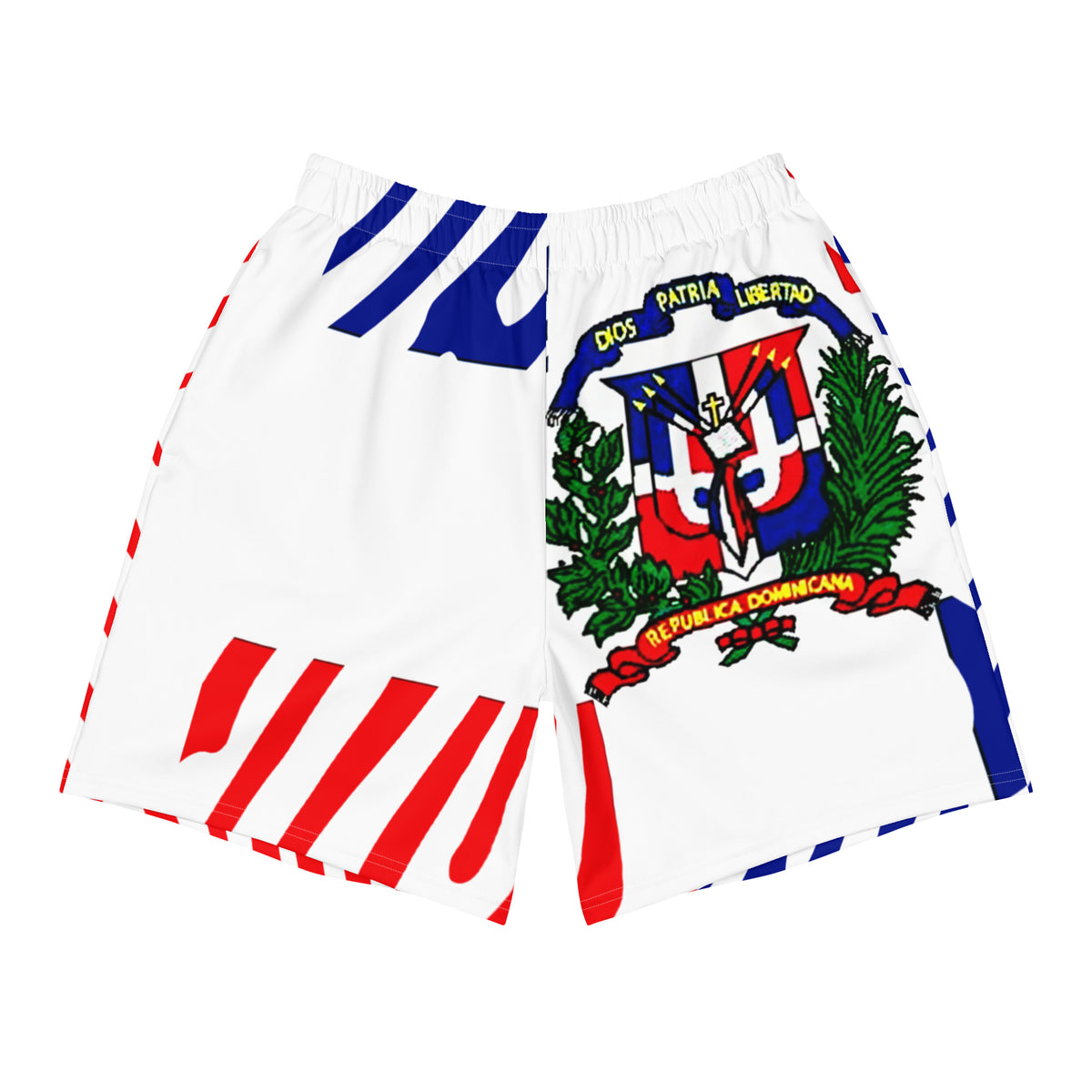 Dominican Republic Men's Athletic Long Shorts – White Crest Stripe