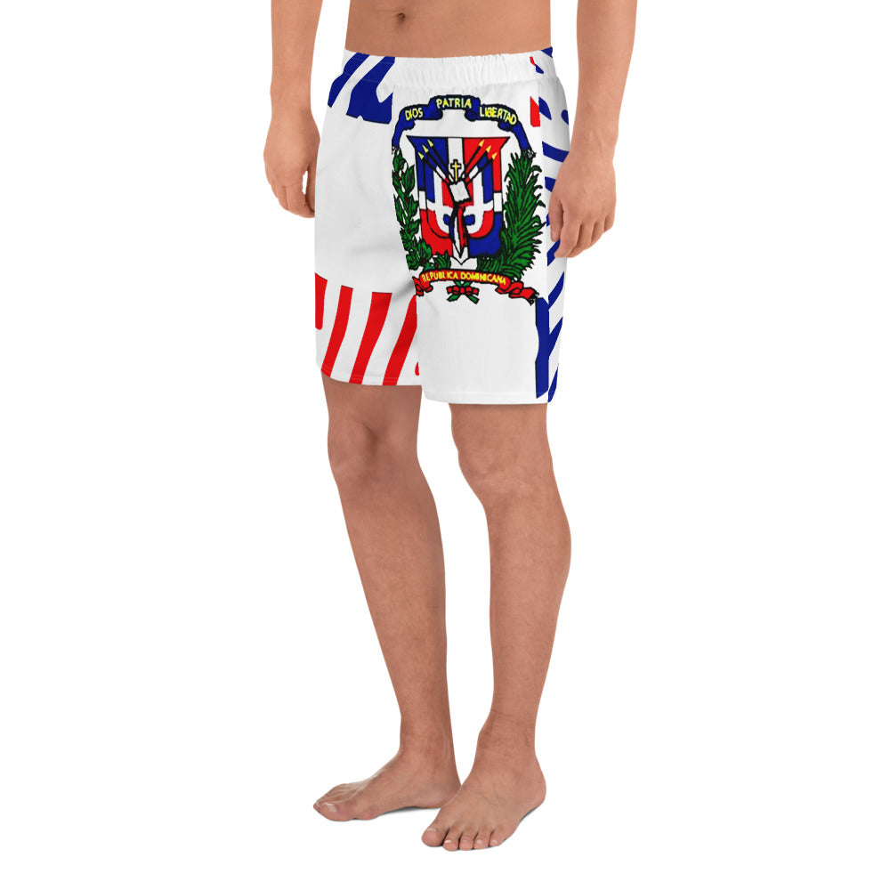 Dominican Republic Men's Athletic Long Shorts – White Crest Stripe