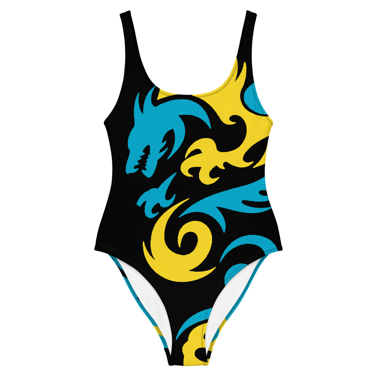 The Bahamas One-Piece Swimsuit – Black Tribal Dragon