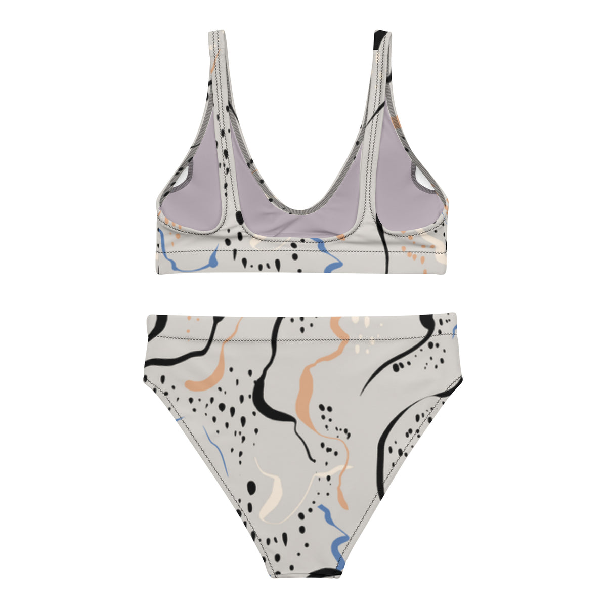 High-Waisted Bikini – Abstract Line Art