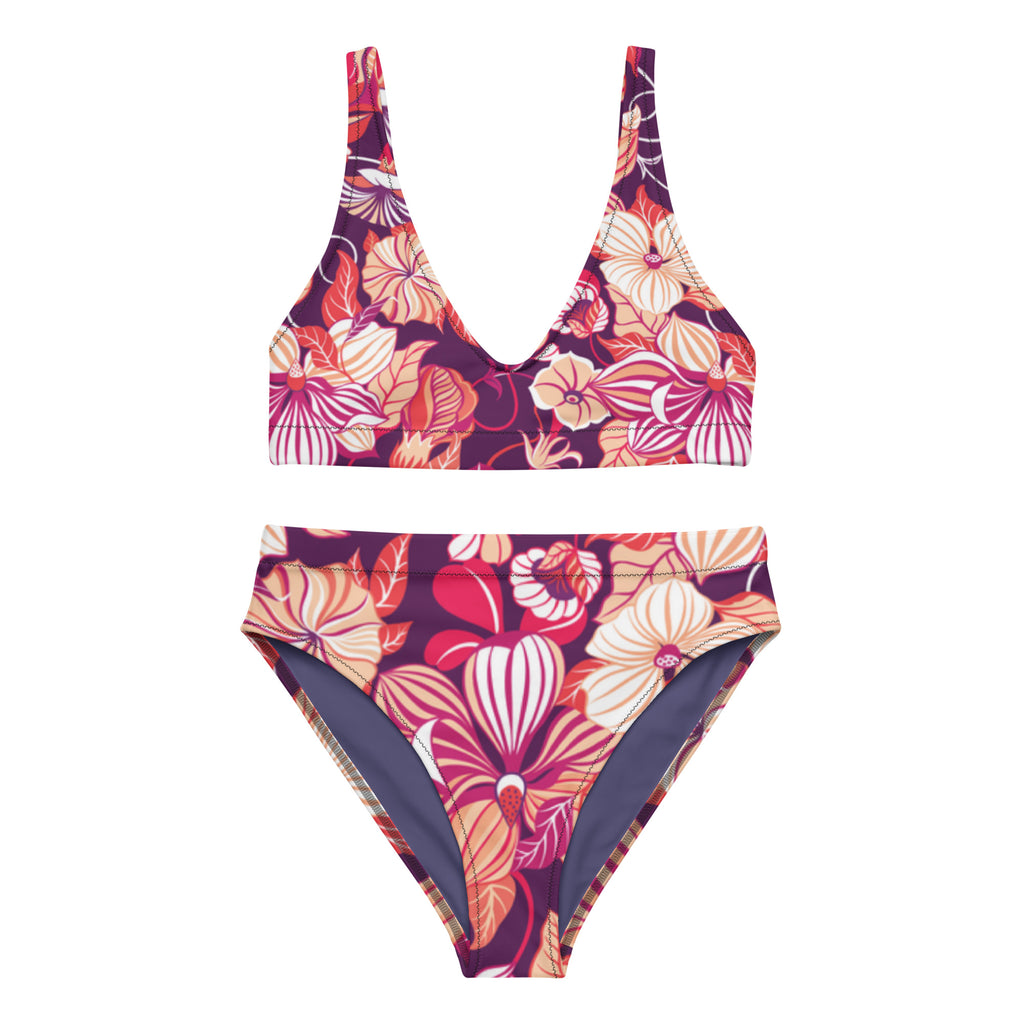High-Waisted Bikini – Pink Hibiscus