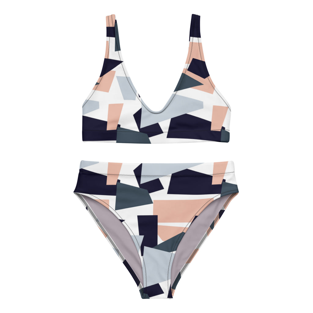 High-Waisted Bikini – Blush Geometric