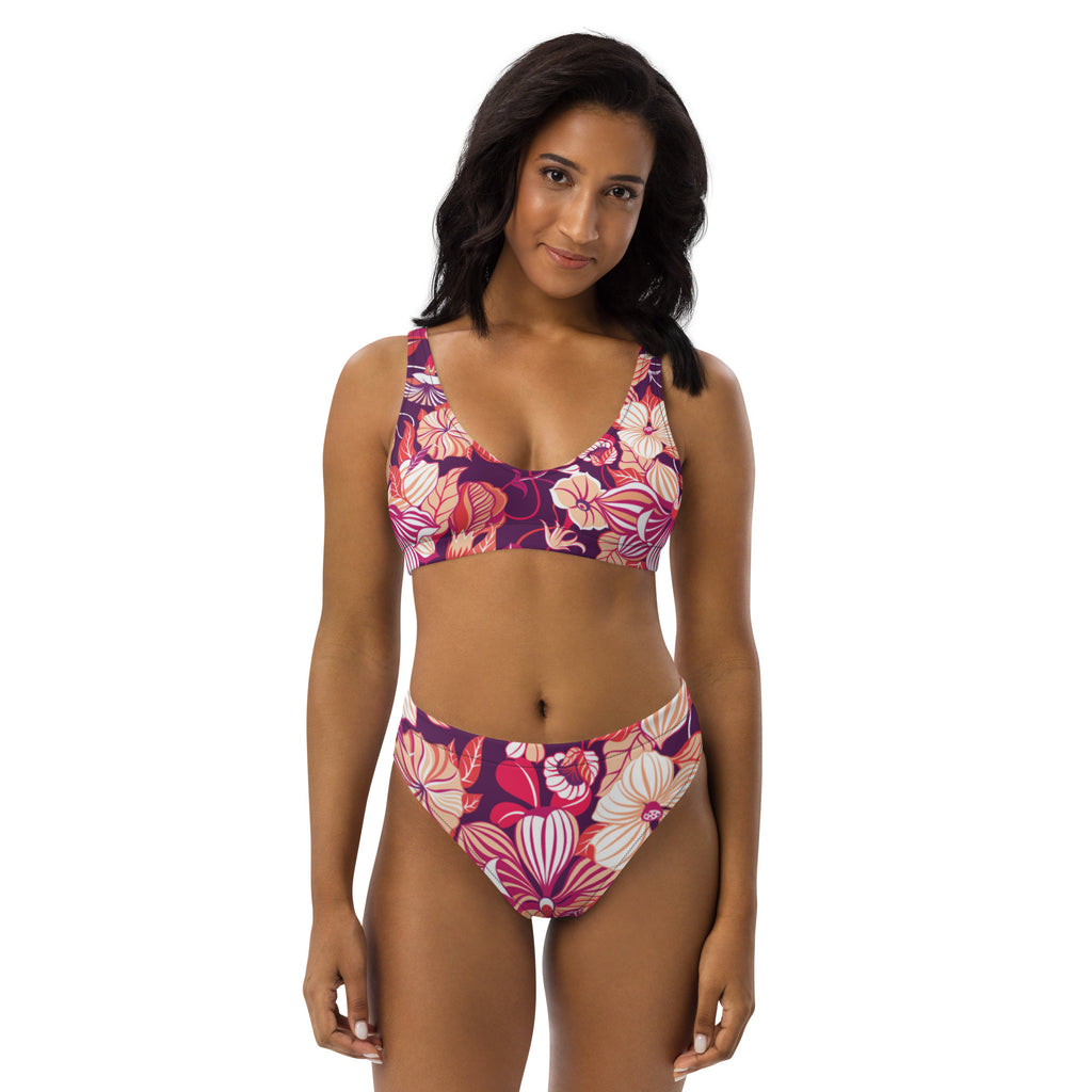 High-Waisted Bikini – Pink Hibiscus