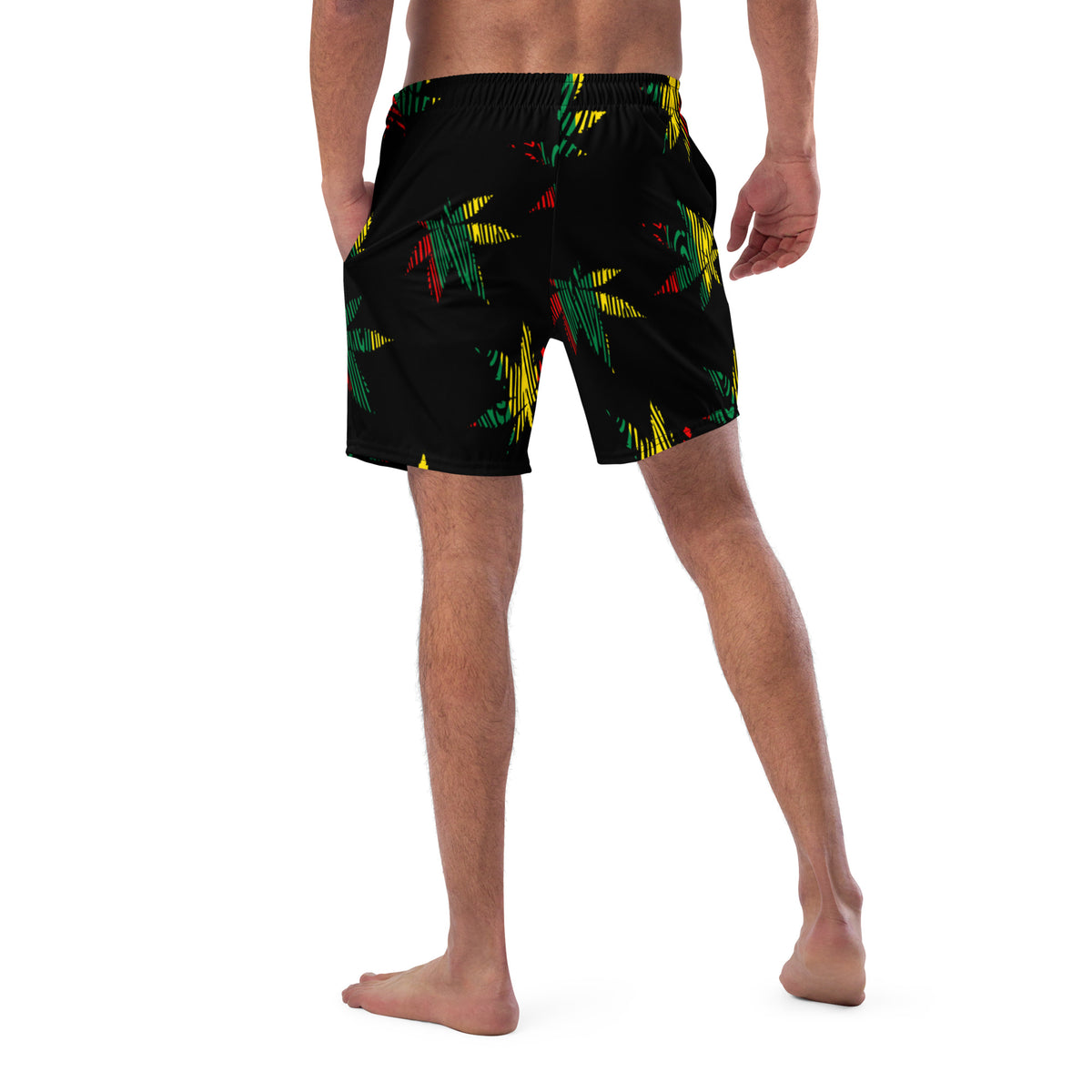 Jamaica Men's Swim Trunks – Black Leaf Print