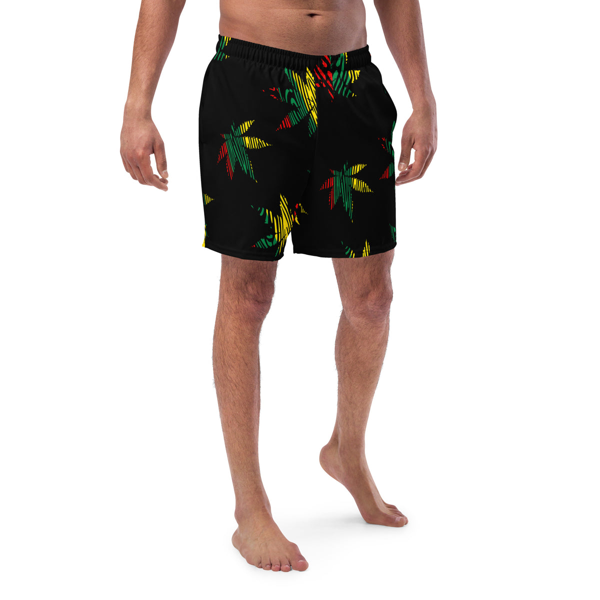 Jamaica Men's Swim Trunks – Black Leaf Print