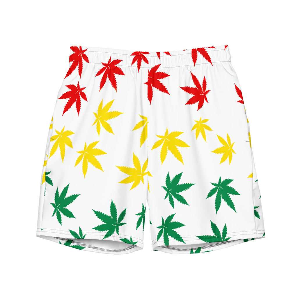 Jamaica Men's Swim Trunks – White Leaf Print