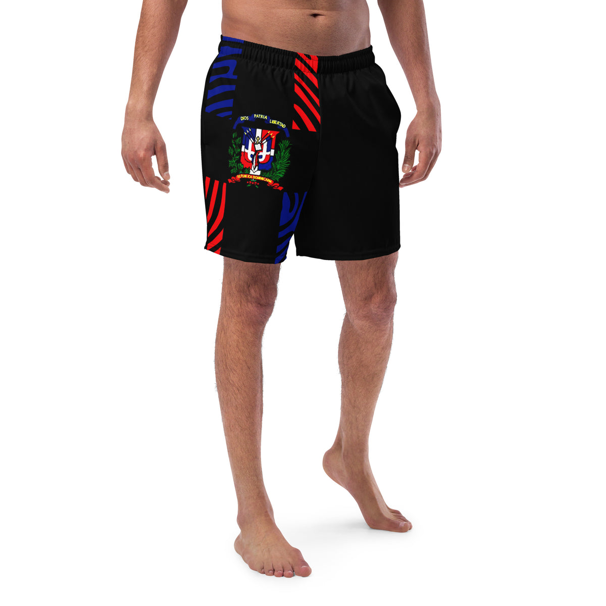 Dominican Republic Men's Swim Trunks – Black Crest Stripe