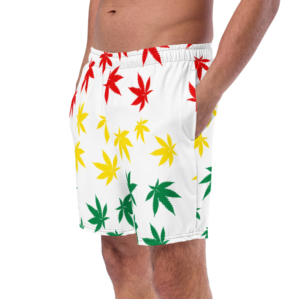Jamaica Men's Swim Trunks – White Leaf Print