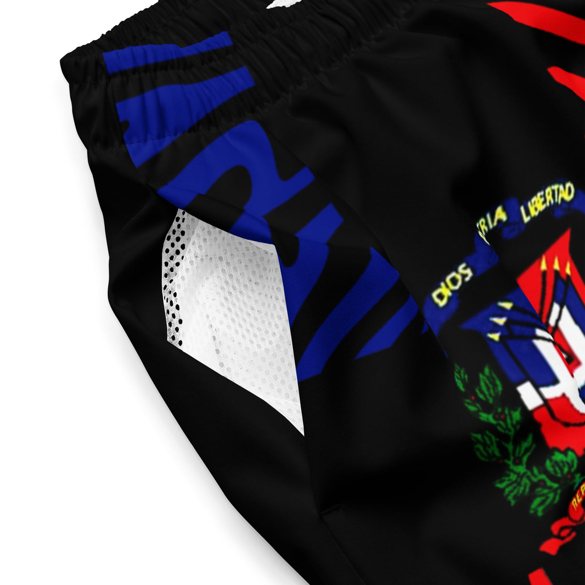 Dominican Republic Men's Swim Trunks – Black Crest Stripe