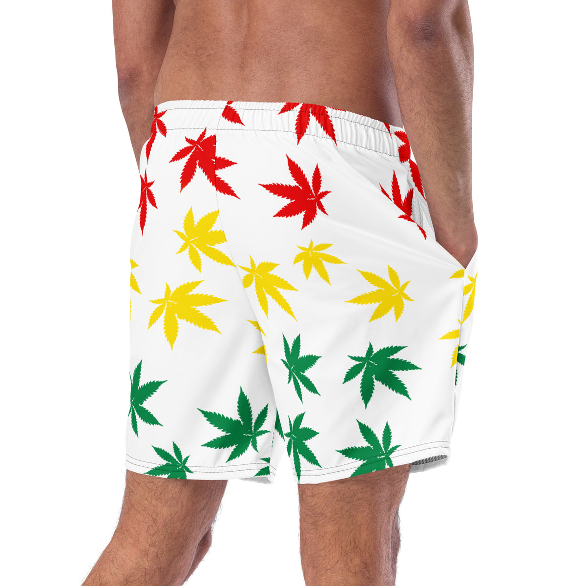 Jamaica Men's Swim Trunks – White Leaf Print