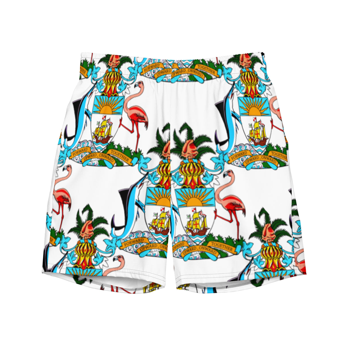 The Bahamas Men's Swim Trunks – All-Over Coat of Arms
