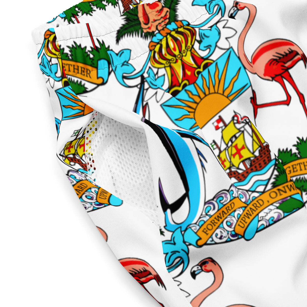 The Bahamas Men's Swim Trunks – All-Over Coat of Arms