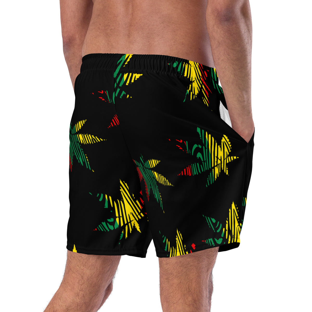 Jamaica Men's Swim Trunks – Black Leaf Print