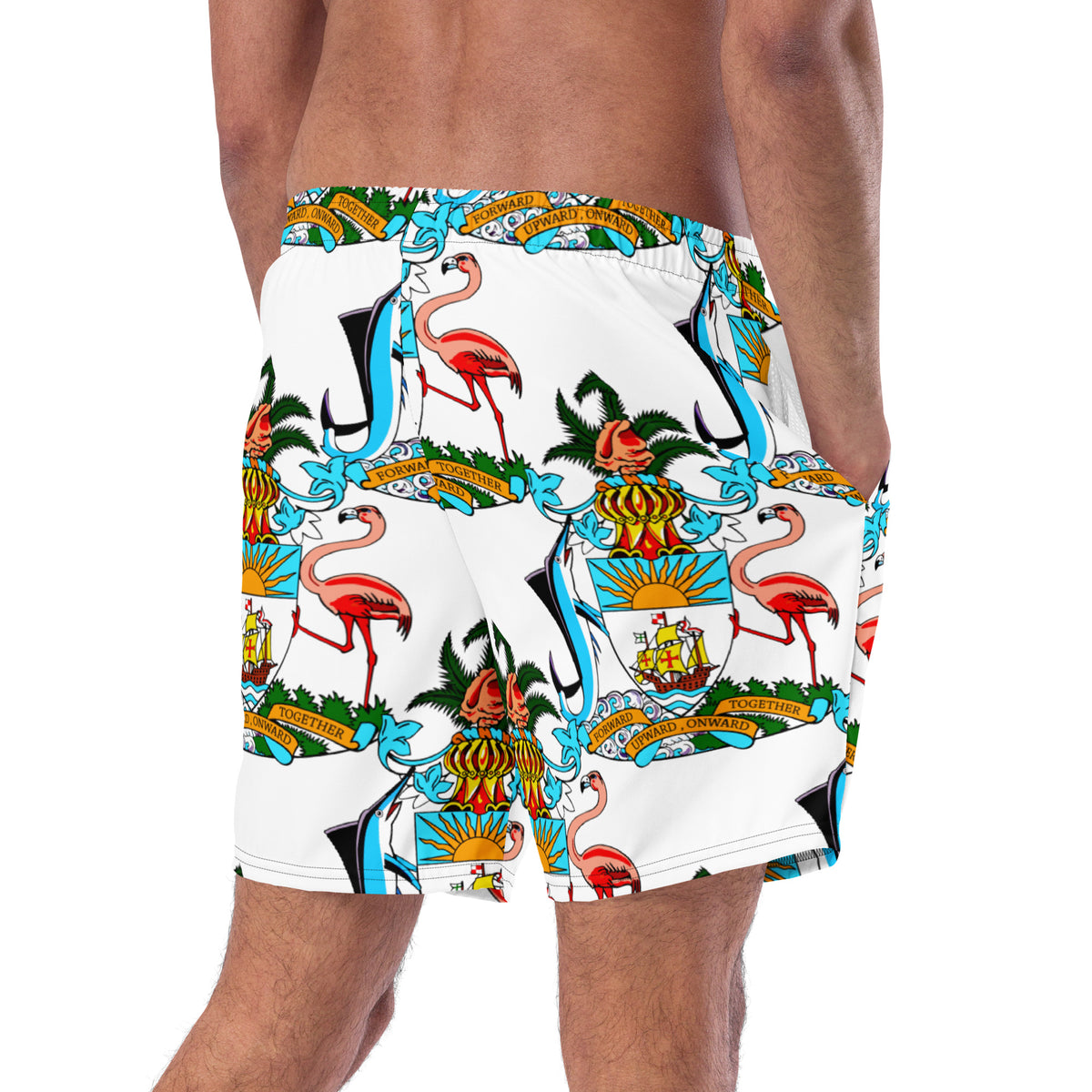 The Bahamas Men's Swim Trunks – All-Over Coat of Arms