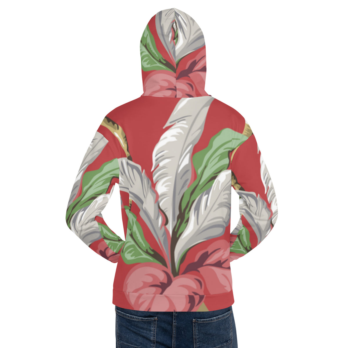 Inspire Unisex Hoodie – Red Palm Leaf