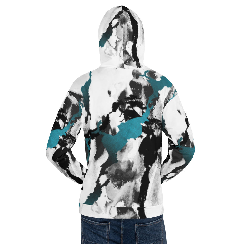 Inspire Unisex Hoodie – Teal Ink Splash