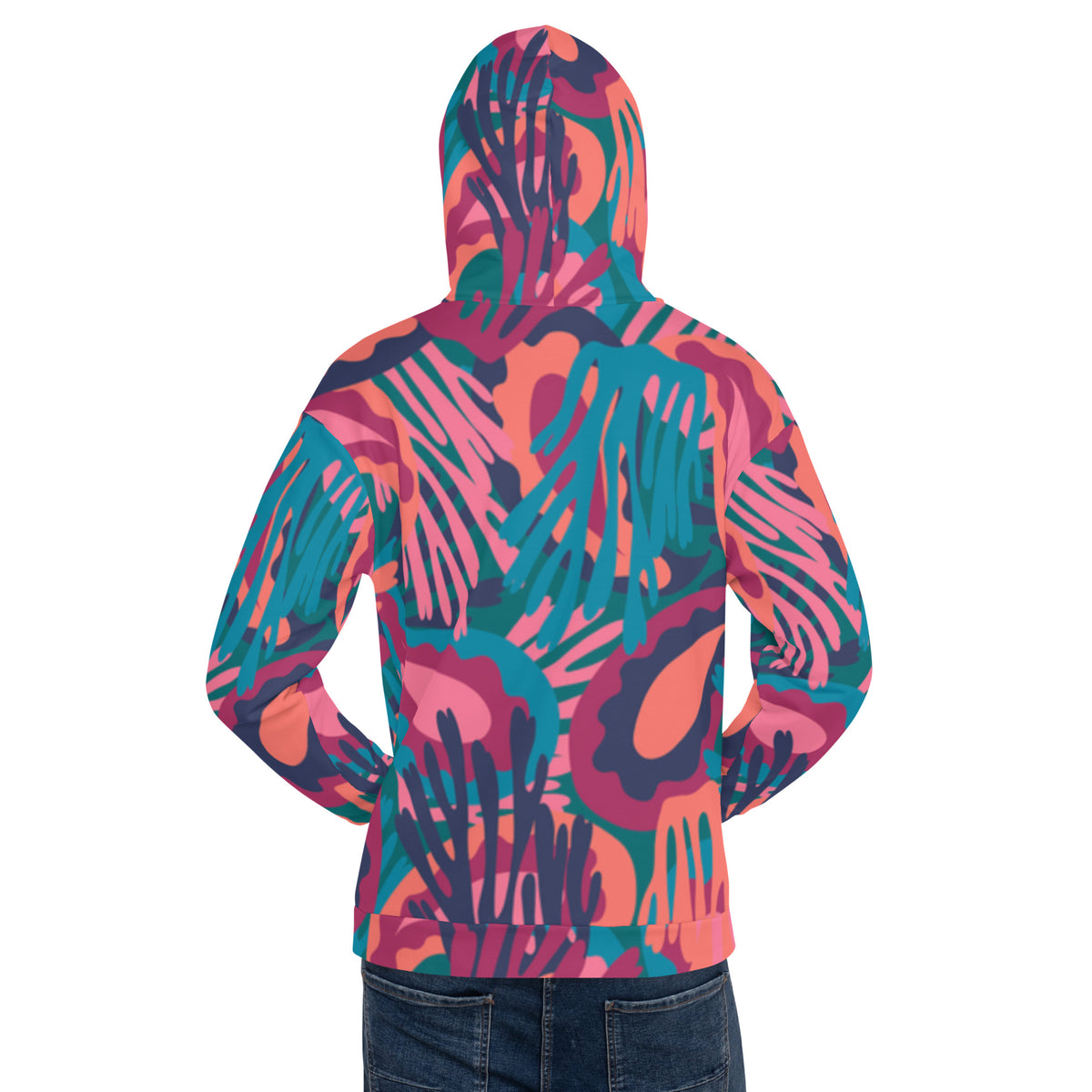 Inspire Unisex Hoodie – Pink & Teal Abstract