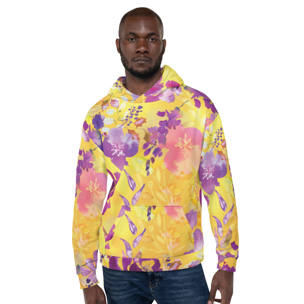 Inspire Unisex Hoodie – Yellow Floral