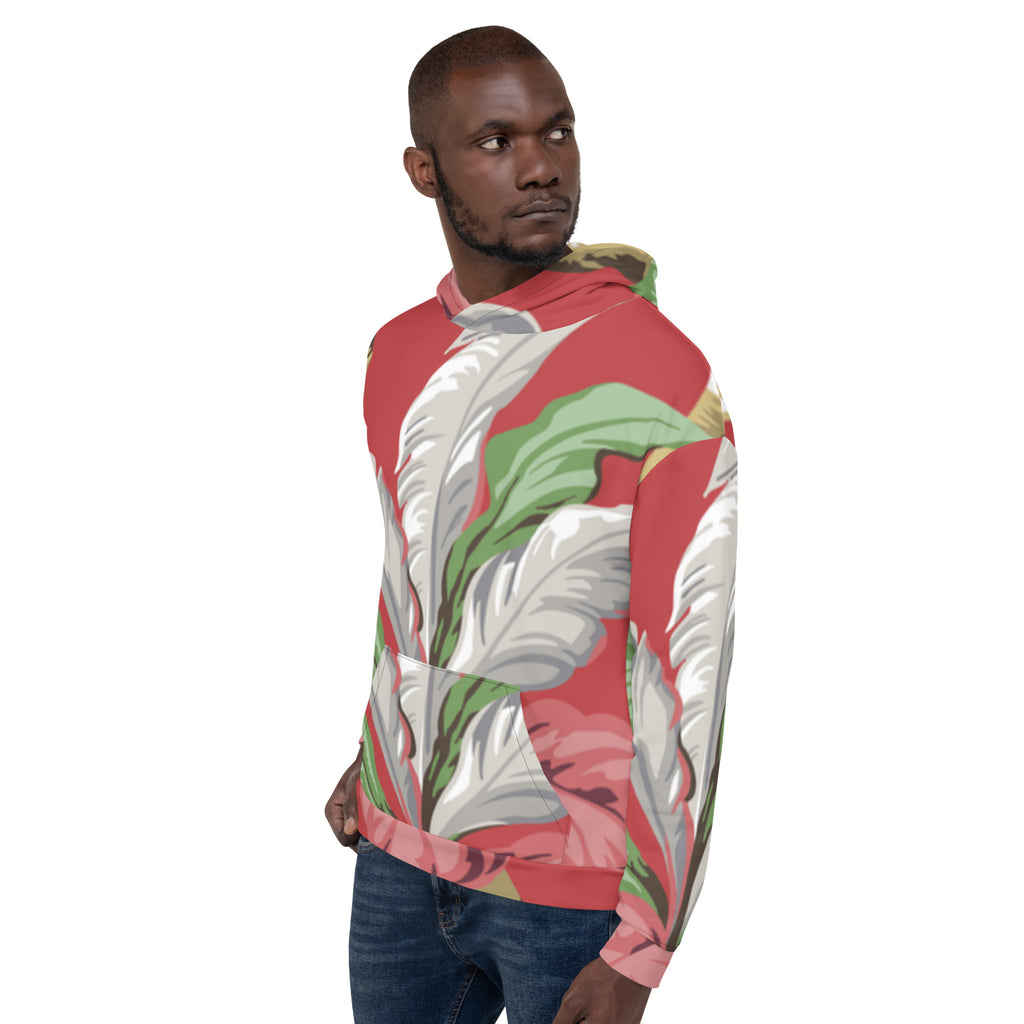 Inspire Unisex Hoodie – Red Palm Leaf