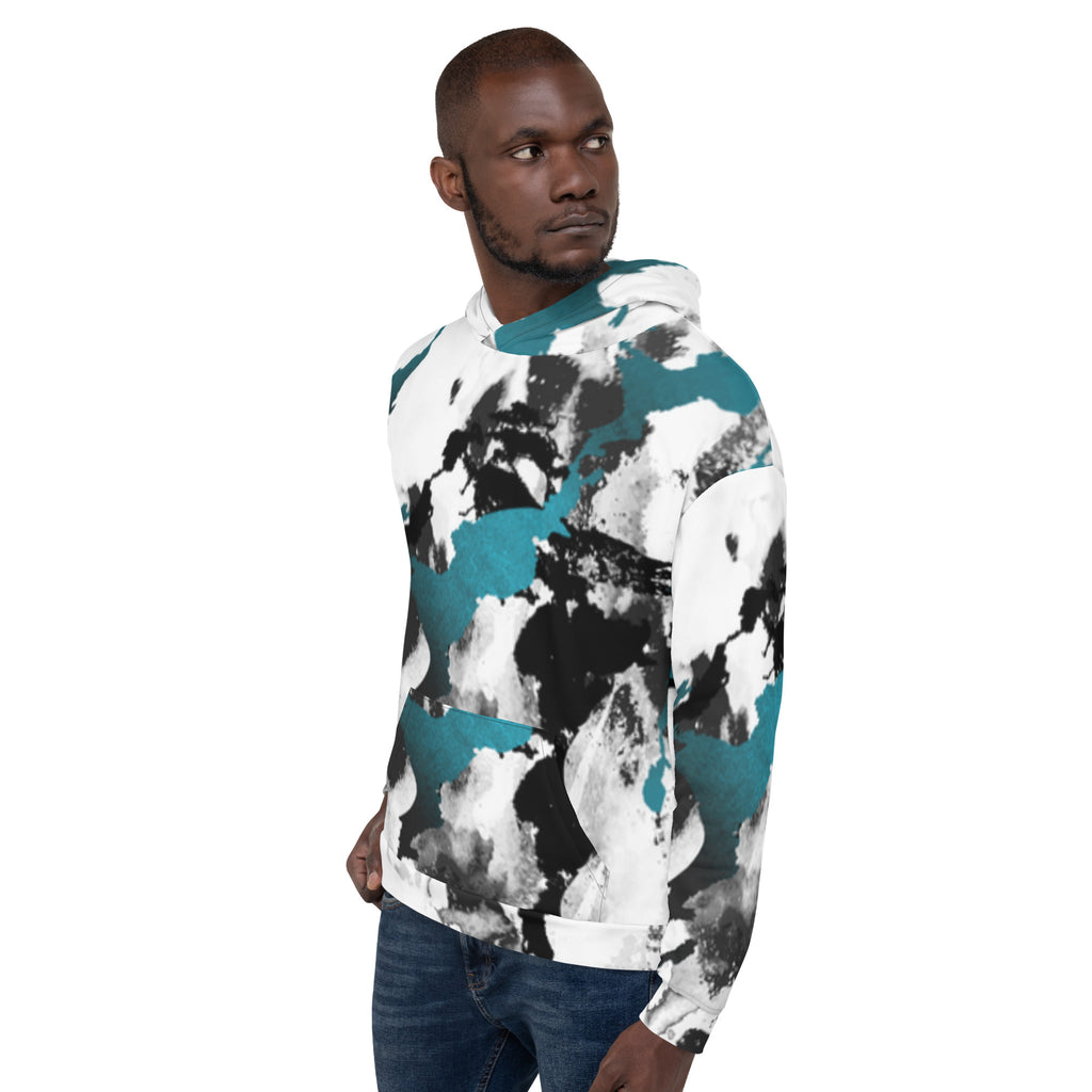 Inspire Unisex Hoodie – Teal Ink Splash