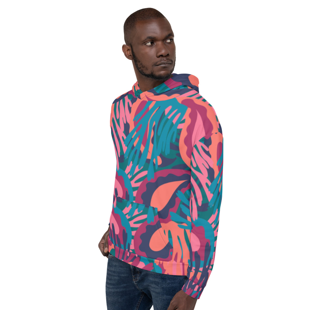 Inspire Unisex Hoodie – Pink & Teal Abstract