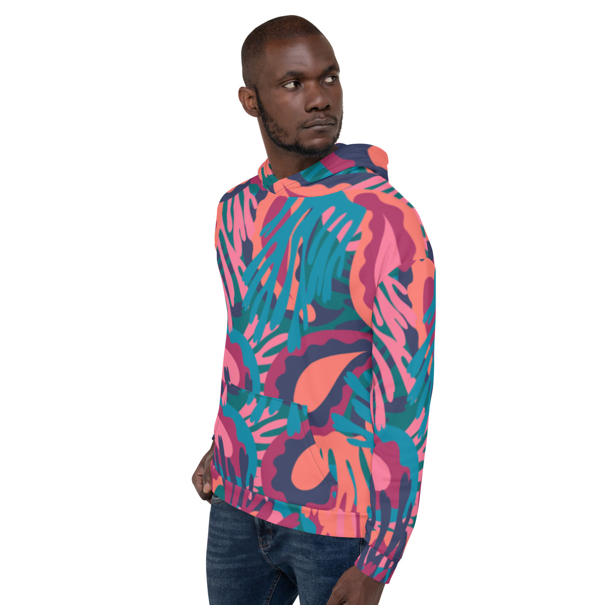 Inspire Unisex Hoodie – Pink & Teal Abstract