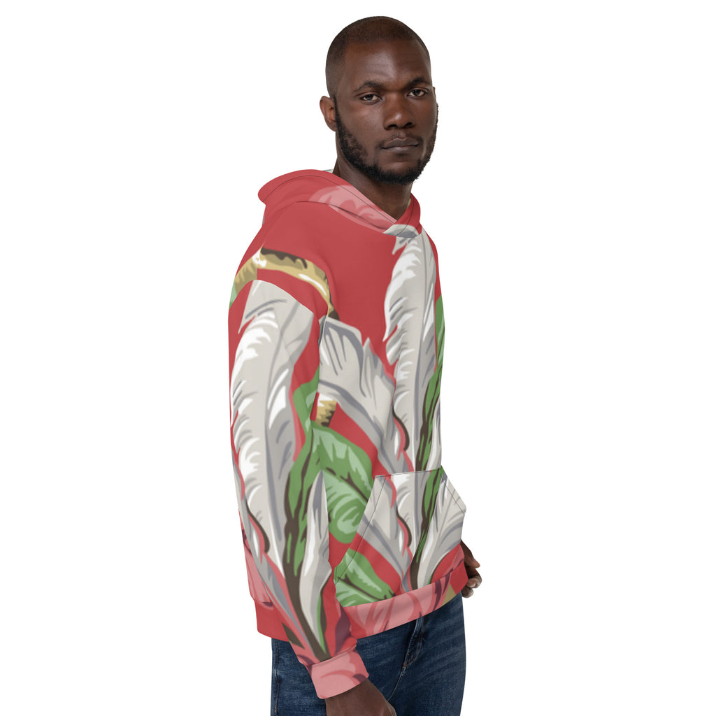 Inspire Unisex Hoodie – Red Palm Leaf