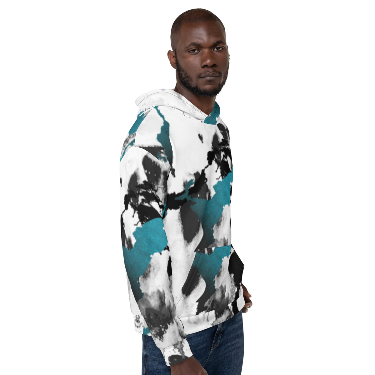 Inspire Unisex Hoodie – Teal Ink Splash