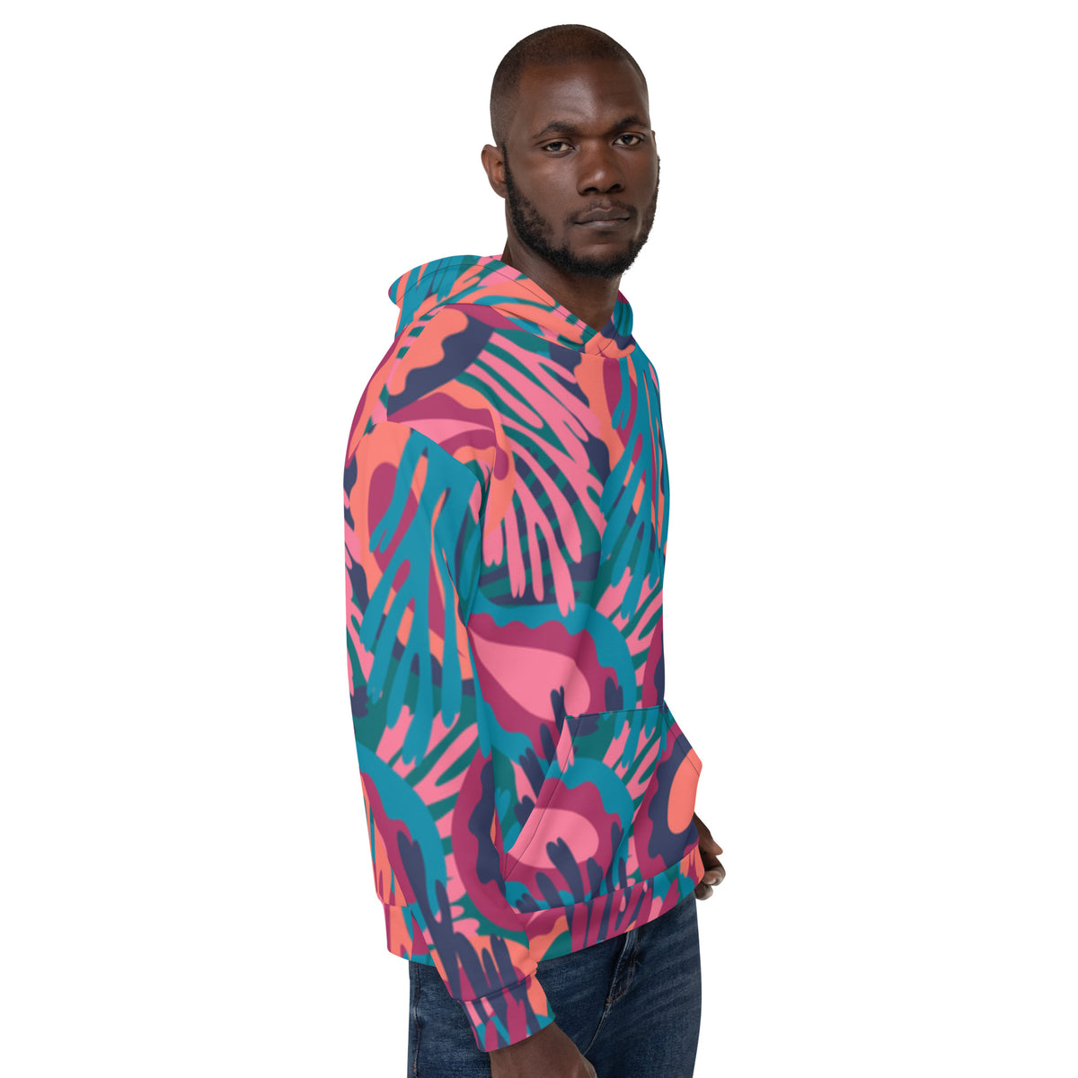 Inspire Unisex Hoodie – Pink & Teal Abstract
