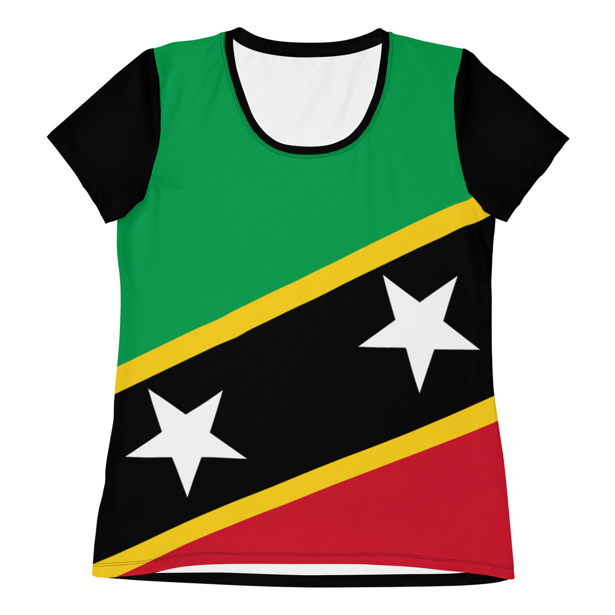Saint Kitts and Nevis Women's Athletic T-Shirt – Black Sleeves