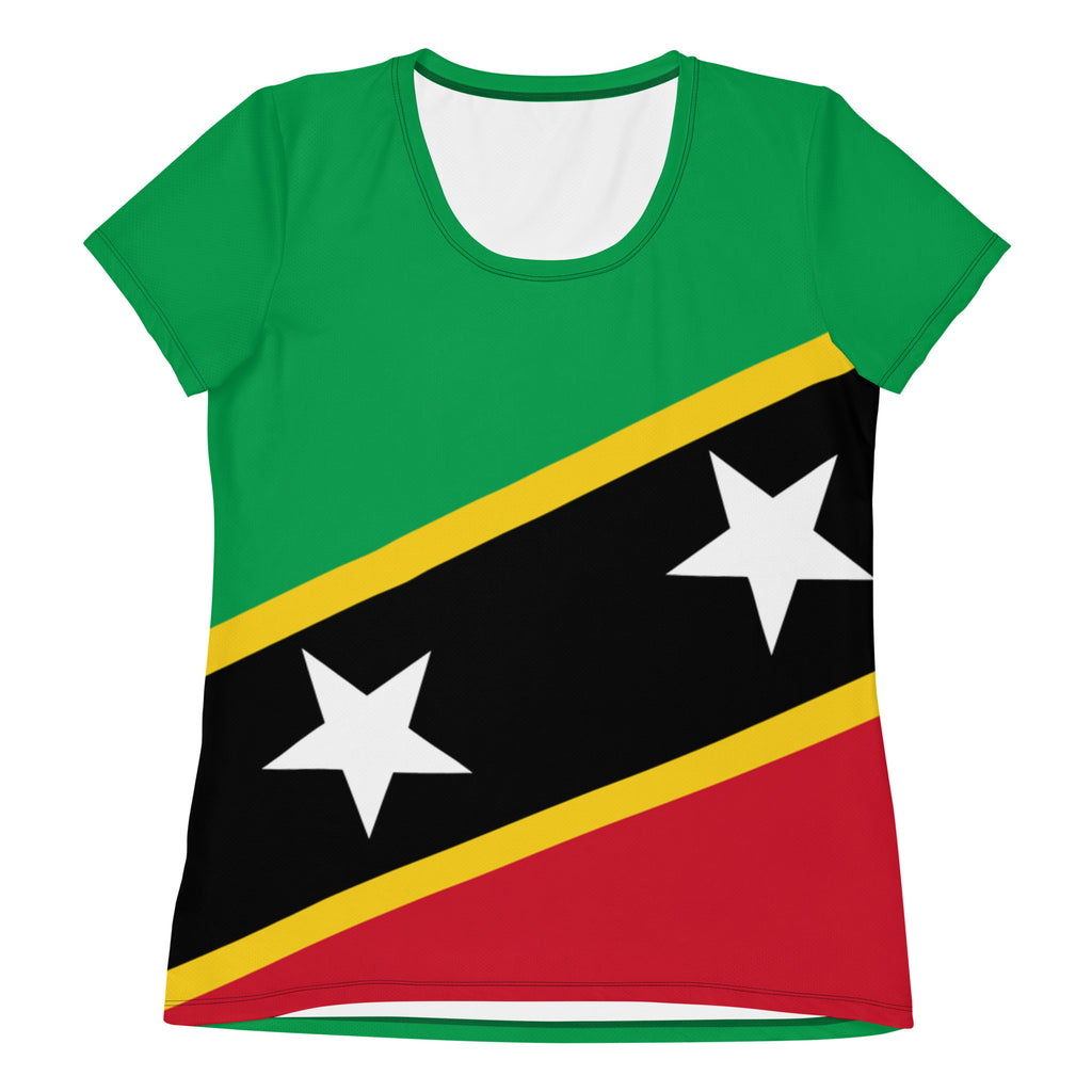 Saint Kitts and Nevis Women's Athletic T-Shirt – Green Sleeves