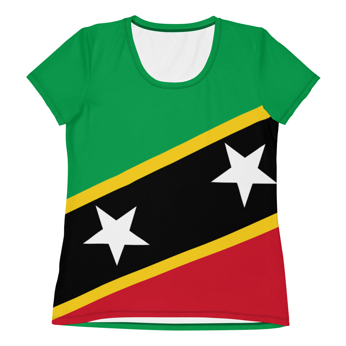 Saint Kitts and Nevis Women's Athletic T-Shirt – Green Sleeves