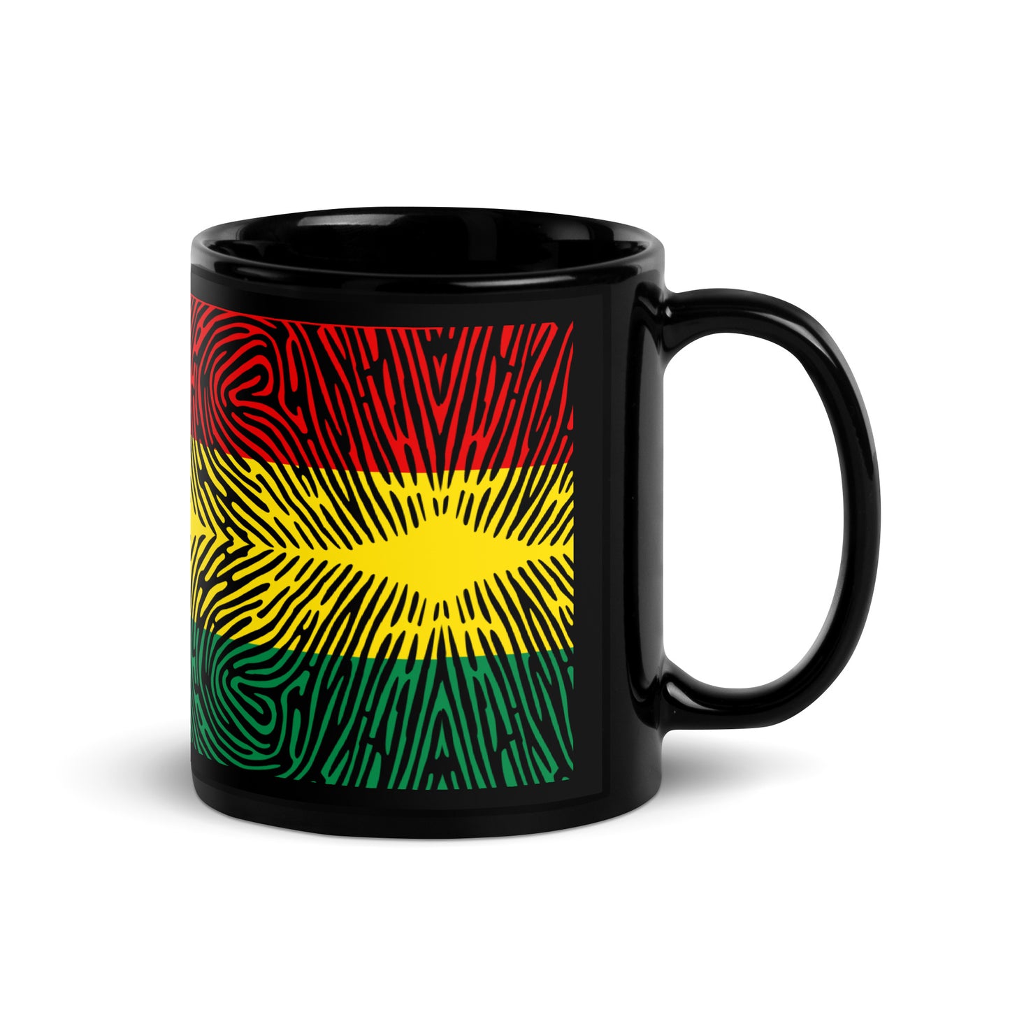 RASTA COLORS BLACK GLOSSY MUG