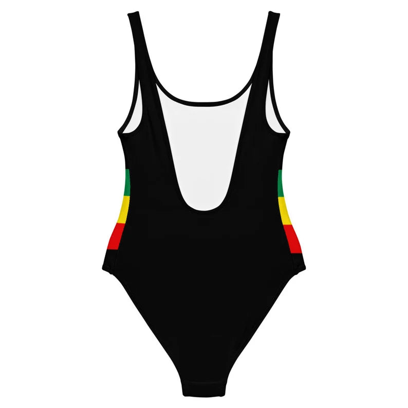 Jamaica One-Piece Swimsuit – Black Rasta Stripe