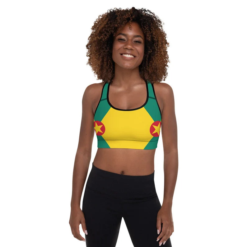 Grenada Padded Sports Bra – Gold Triangles