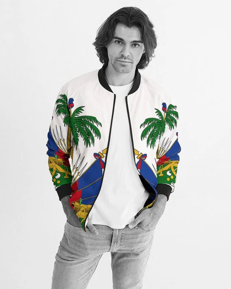 Haiti Men's Bomber Jacket – White Coat of Arms