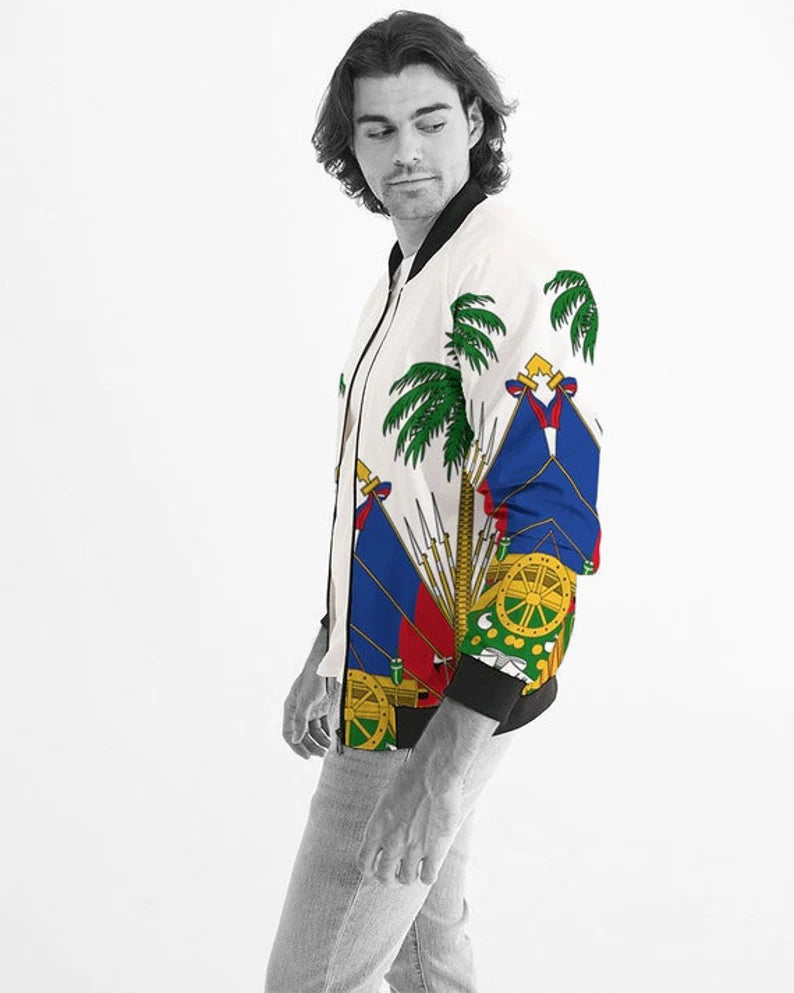 Haiti Men's Bomber Jacket – White Coat of Arms