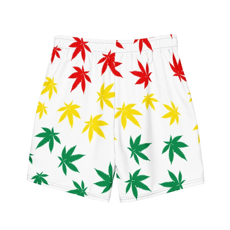 Jamaica Men's Swim Trunks – White Leaf Print