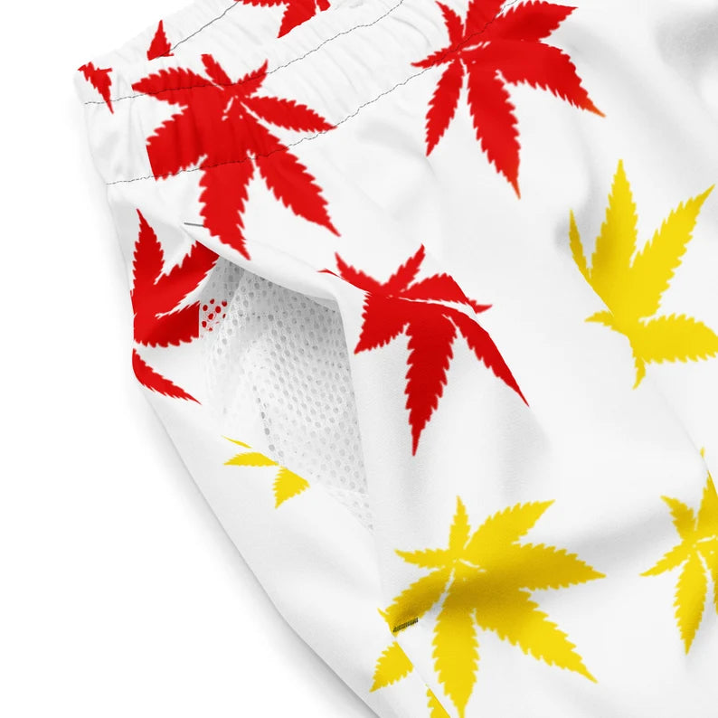 Jamaica Men's Swim Trunks – White Leaf Print