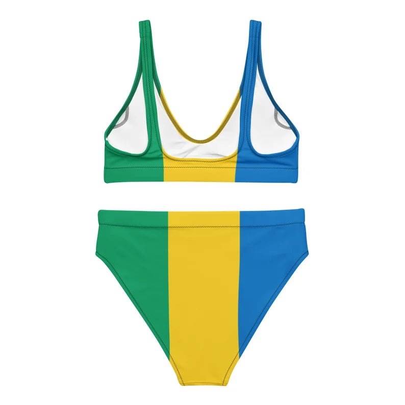 Saint Vincent and the Grenadines High-Waisted Bikini – Tricolor Stripe